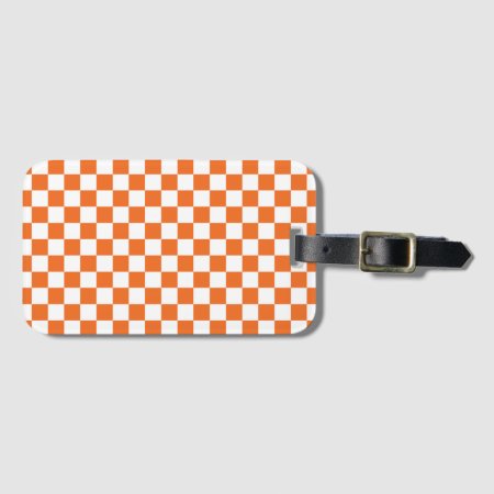 Orange Checkerboard Luggage Tag