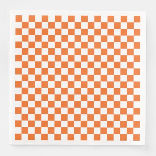 Orange Checkerboard Paper Dinner Napkins