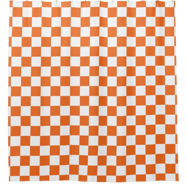 Orange Checkerboard Shower Curtain (Front)