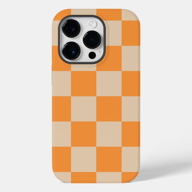 Orange Checkered Gingham Pattern Case-Mate iPhone Case (Back)
