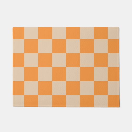 Orange Checkered Gingham Pattern Doormat