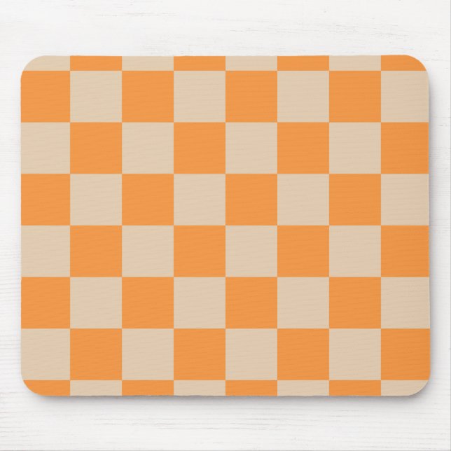 Orange Checkered Gingham Pattern Mouse Pad (Front)