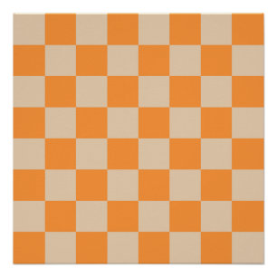 Orange Checkered Gingham Pattern Poster