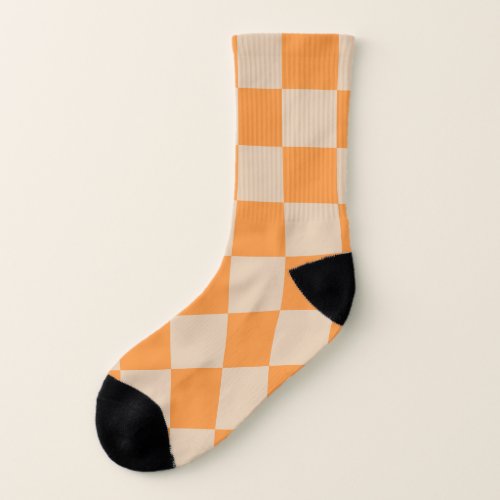 Orange Checkered Gingham Pattern Socks