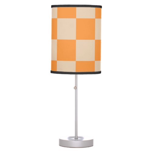 Orange Checkered Gingham Pattern Table Lamp