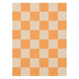Orange Checkered Gingham Pattern Tablecloth