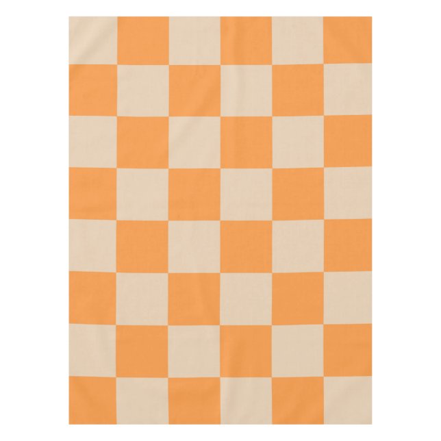 Orange Checkered Gingham Pattern Tablecloth (Front)