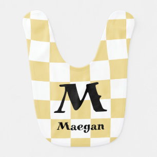 Orange Checkered Pattern Background Baby Bib