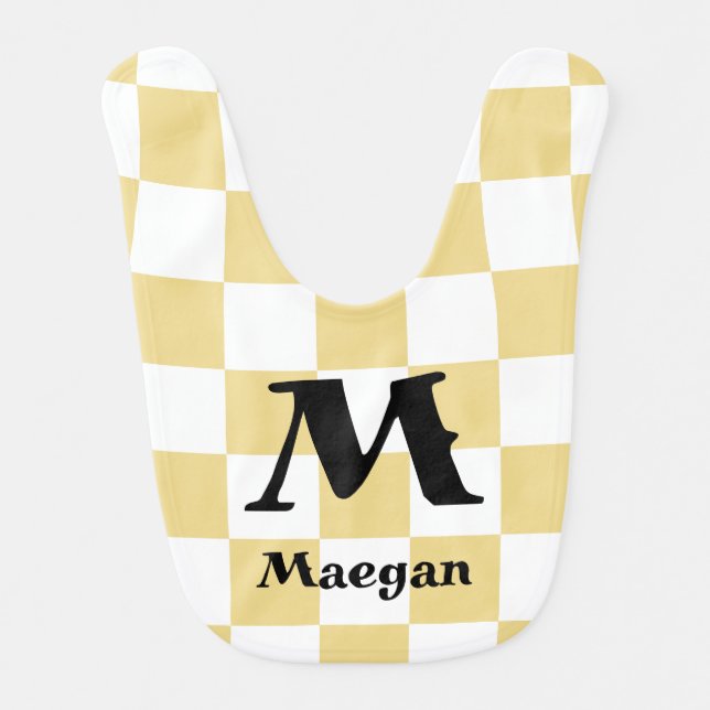 Orange Checkered Pattern Background Baby Bib (Front)