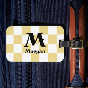 Orange Checkered Pattern Background Luggage Tag