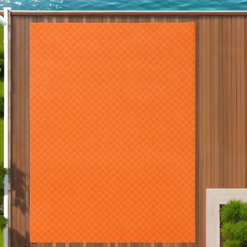 Orange Checkered Pattern Indoor Outdoor Floor Area Outdoor Rug