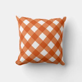 Orange Checkered Throw Pillow