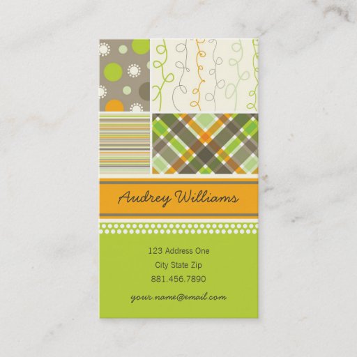 Customizable fatfatin Retro Orange Brown Combo Pattern Business Card Templates