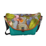 Orange Cheeked Waxbill Finch With Blueberries Realistic Painting Messenger Bag