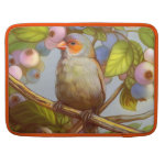 Orange Cheeked Waxbill Finch With Blueberries Realistic Painting Sleeve for MacBook pro