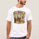 Orange Cheeked Waxbill Finch With Blueberries Realistic Painting T-Shirt