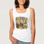 Orange Cheeked Waxbill Finch With Blueberries Realistic Painting Tank Top