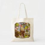 Orange Cheeked Waxbill Finch With Blueberries Realistic Painting Tote Bag
