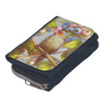 Orange Cheeked Waxbill Finch With Blueberries Realistic Painting Wallet
