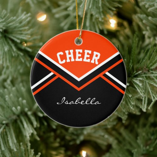 Orange Cheer 2 for a Cheerleader  Ceramic Ornament