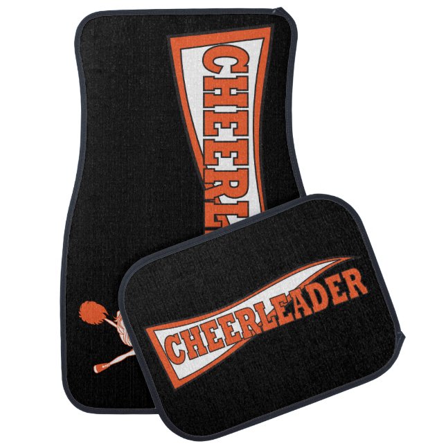 Orange Cheerleader Banner Car Mat (Set)
