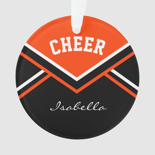 Orange Cheerleader 📣💖 Cheer Ornament (Front)