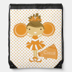 Orange Cheerleader Drawstring Bag