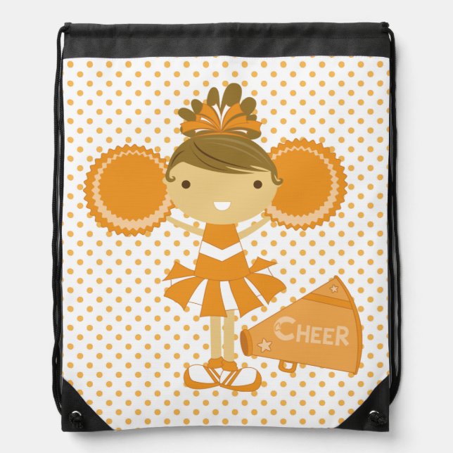 Orange Cheerleader Drawstring Bag (Front)
