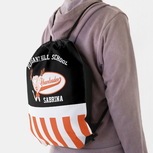 Orange Cheerleader Drawstring Bag