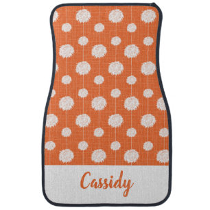 Orange Cheerleader Pom Pom Pattern Car Floor Mat