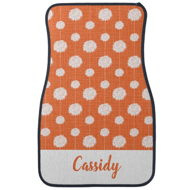 Orange Cheerleader Pom Pom Pattern Car Floor Mat (Front)