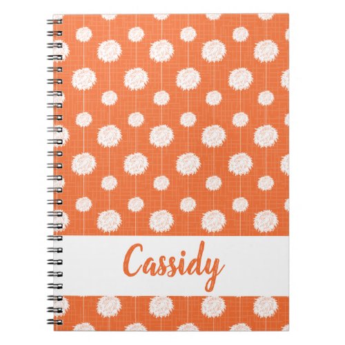 Orange Cheerleader Pom Pom Pattern Notebook