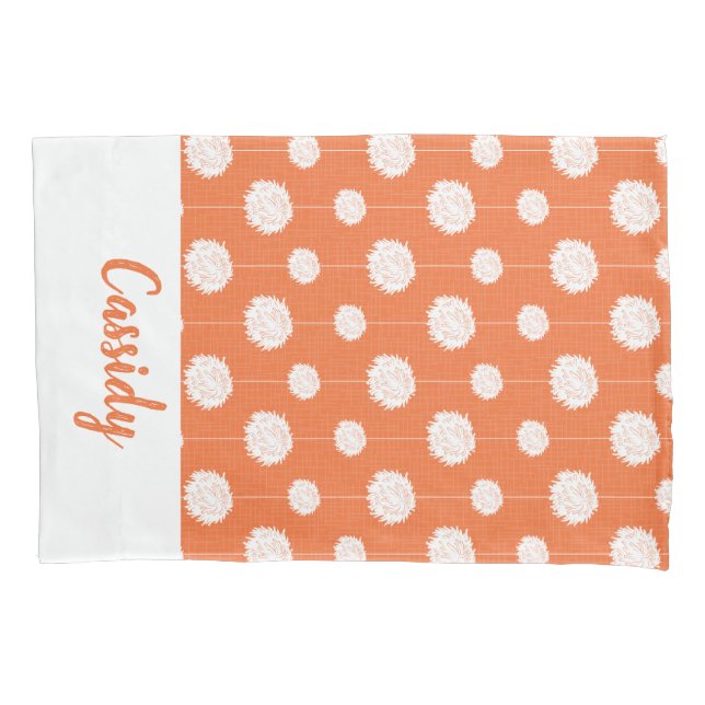 Orange Cheerleader Pom Pom Pattern Pillow Case (Front)
