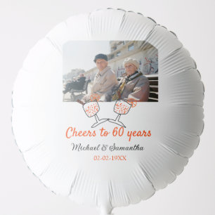 Orange cheers to 60 years anniversary wedding  balloon