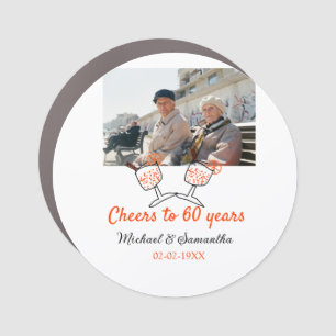 Orange cheers to 60 years anniversary wedding car magnet