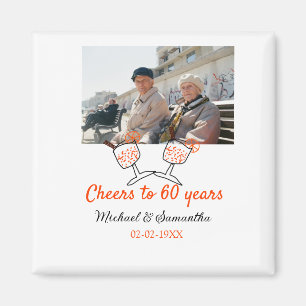 Orange cheers to 60 years anniversary wedding magnet