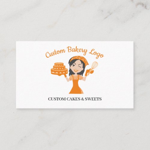 Orange Chef Lady Boss Baker Cake Decorator Business Card