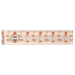 Orange chemical business pattern desk name plate