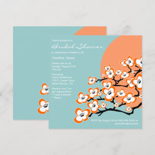 Orange Cherry Blossom Bridal Shower Invitation