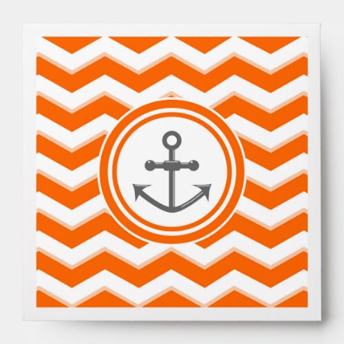 Orange chevron and anchor sailing pattern envelope