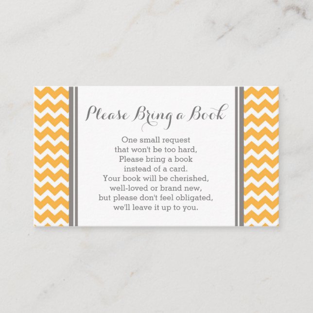 Orange Chevron Baby Shower Book Request Card (Front)