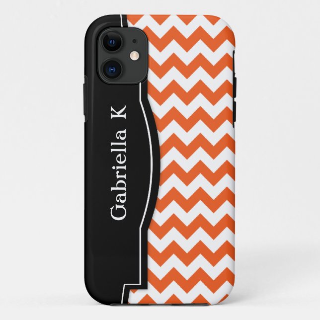 Orange Chevron Black Frame iPhone 5 case (Back)