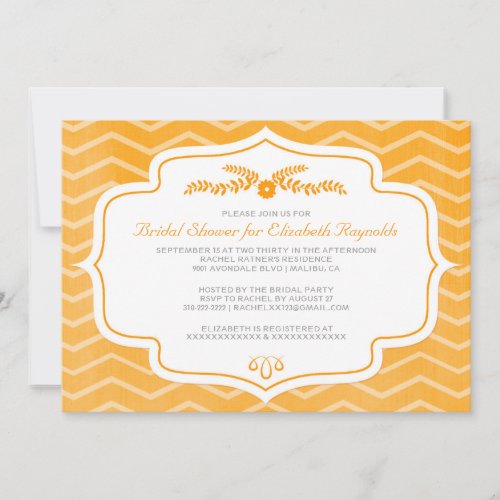 Orange Chevron Bridal Shower Invitations