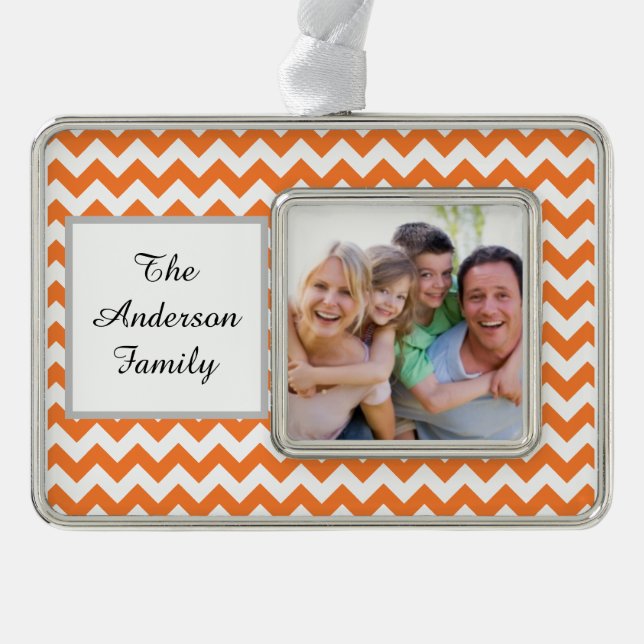 Orange Chevron Christmas Ornament (Front)