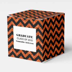 Orange Chevron Glitter Graduation Favor Boxes