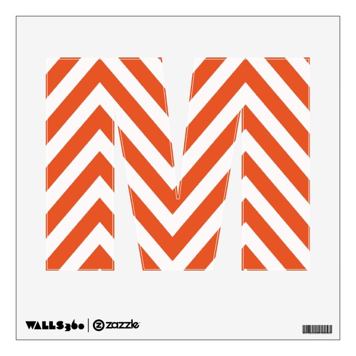 ORANGE CHEVRON PATTERN LETTER M WALL DECAL