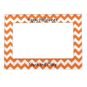 Orange Chevron Pattern Magnetic Picture Frame