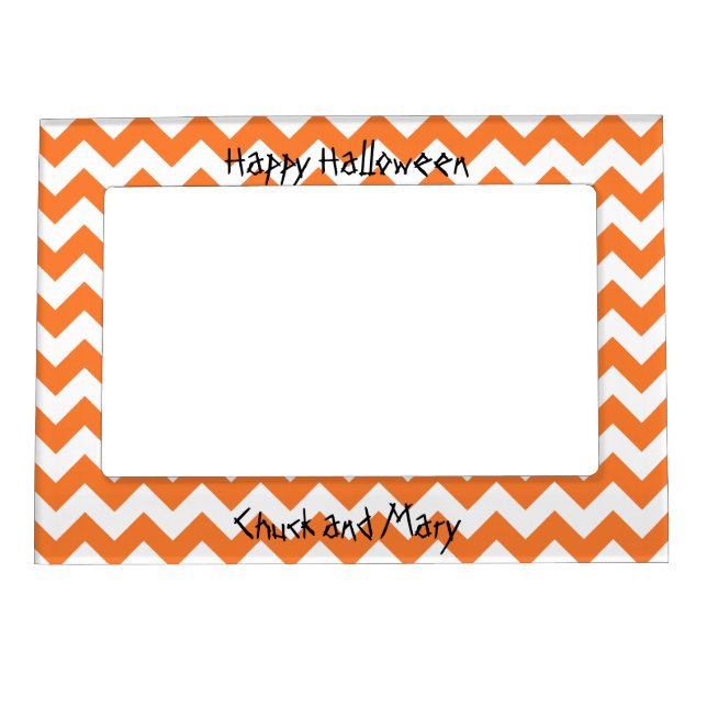 Orange Chevron Pattern Magnetic Picture Frame (Front)