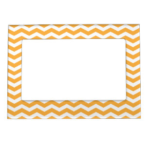 Orange Chevron Pattern Picture Frame Magnet