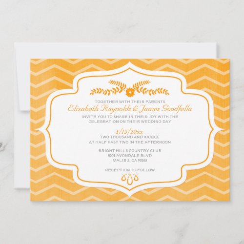 Orange Chevron Wedding Invitations